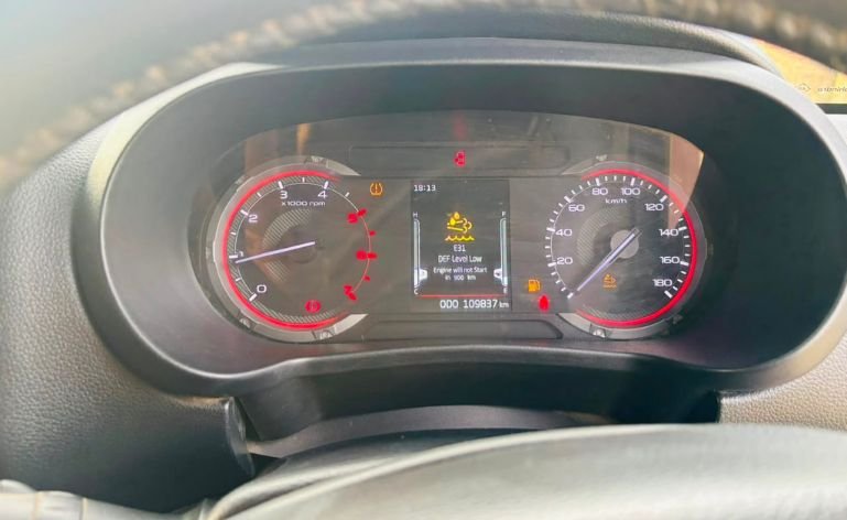 Mahindra Thar instrument cluster showing 109837 km odometer