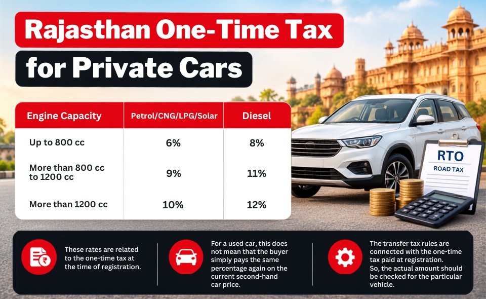 rajasthan one time tax for private cars